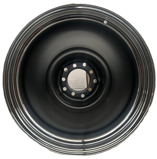 SMOOTHIE 18X8J PCD 5X114.3 5X120.65 CLASSIC CHROME RIM BLACK CENTER STEEL WHEEL - LT CUSTOM WHEEL